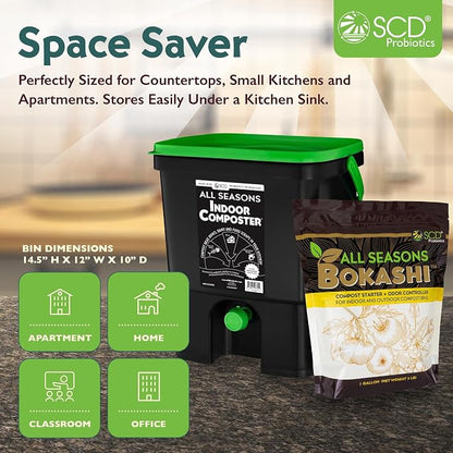 All Seasons Indoor Composter Starter Kit – 4.4 Gallon Black Organko Compost Bin - Image 6