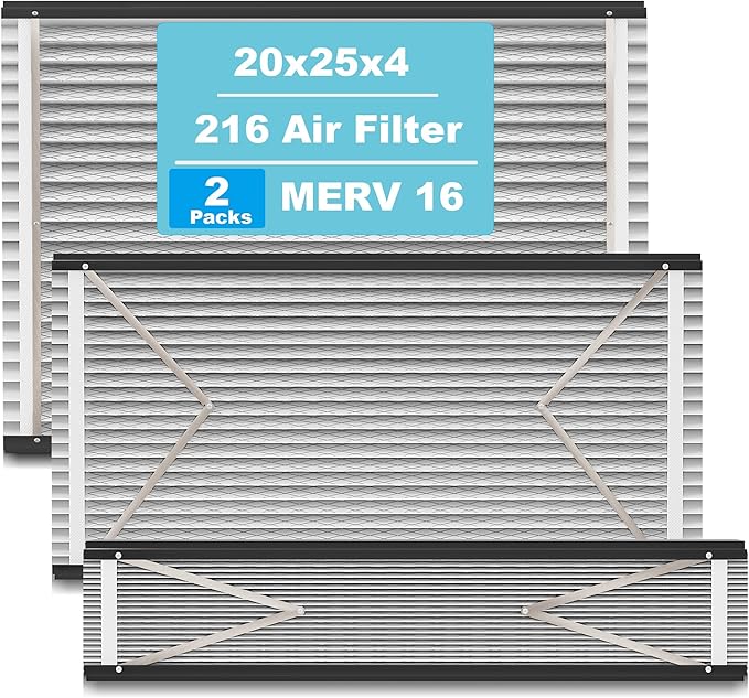 (2-Pack) 216 Replacement Filter Compatible with April-Aire Air Purifiers 1210,1620,2210,2216,3210,20x25x4 MERV-10 Furnace Filter Replacement