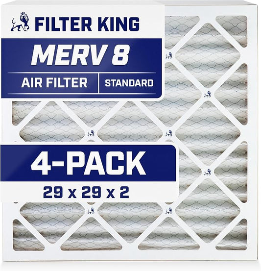 Filter King 29x29x2 Air Filter | 4-PACK | MERV 8 HVAC Pleated A/C Furnace by FilterKing