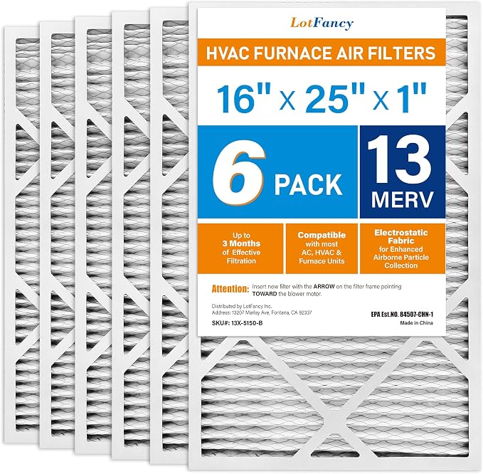 LotFancy 16x25x1 Air Filter MERV 13 6-Pack, Electrostatic Pleated HVAC Furnace - Image 9