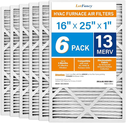 LotFancy 16x25x1 Air Filter MERV 13 6-Pack, Electrostatic Pleated HVAC Furnace - Image 9
