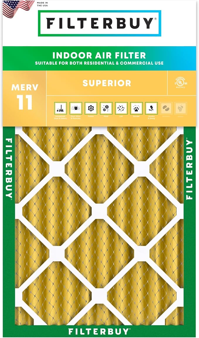 Filterbuy 11.5x21x4 Air Filter MERV 11 Superior Pet & Allergy Defense, by Filterbuy