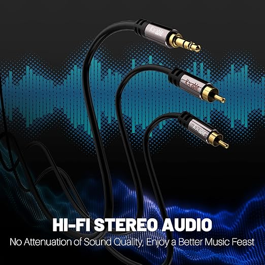 2 Pack 8FT 3.5mm to RCA Stereo Audio Adapter Cable, Auxiliary RCA Y Splitter Cord, Shielded Hi-Fi Sound Cord, For Headphone, MP3, Tablet, Speaker, HDTV & More