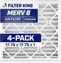 Filter King 17.75x17.75x1 Air Filter | 4-PACK | MERV 8 HVAC Pleated A/C Furnace by FilterKing