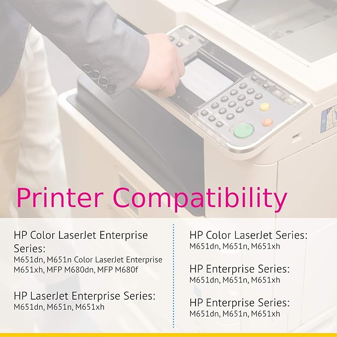 CS Replacement Toner Cartridge Compatible with HP 654A CF331A Cyan CF333A Magenta CF332A Yellow Color Enterprise M651dn M651n M651xh M680dn Color Enterprise MFP M680z 3 Color Set