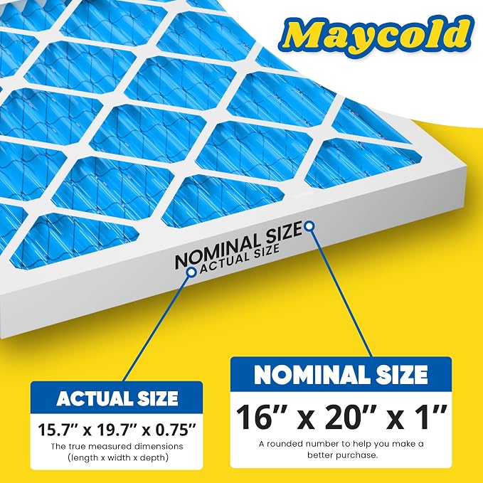 Maycold 16x20x1 MERV 11 Air Filters, Pleated HVAC Furnace Filter - Image 3