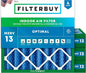 Filterbuy 25x25x4 Air Filter MERV 13 Optimal Smoke & Allergy Defense, by Filterbuy