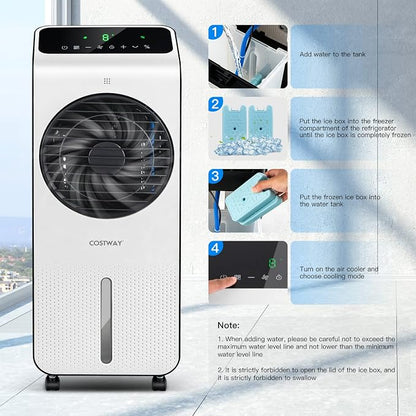 COSTWAY Portable Evaporative Air Cooler, 3-in-1 Swamp Cooler w/Remote Control - Image 4