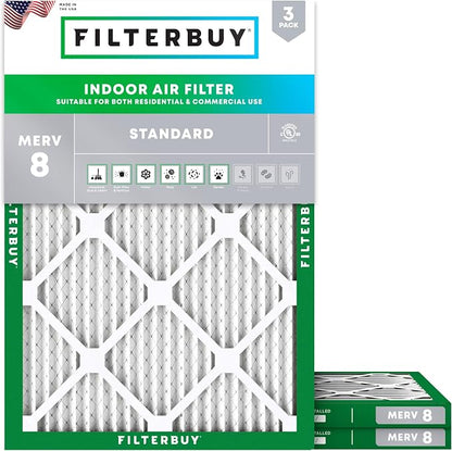 Filterbuy 15x20x1 Air Filter MERV 8 Essential Dust & Allergy Defense, by Filterbuy