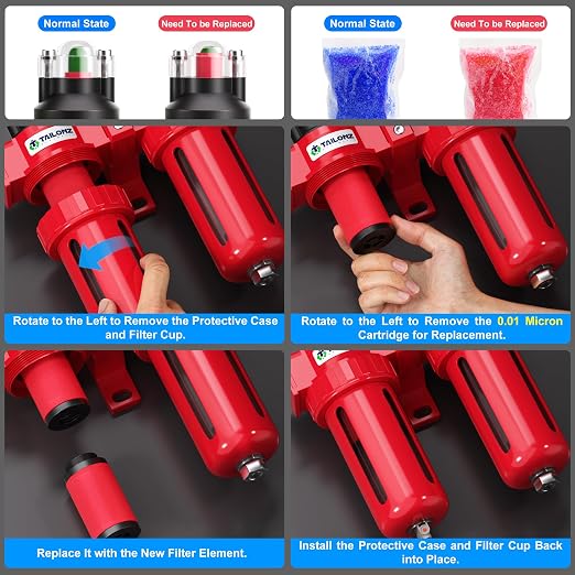 TAILONZ PNEUMATIC 0-150PSI 3/8 Inch NPT Aluminum Alloy Air Filter Drying System - Image 6