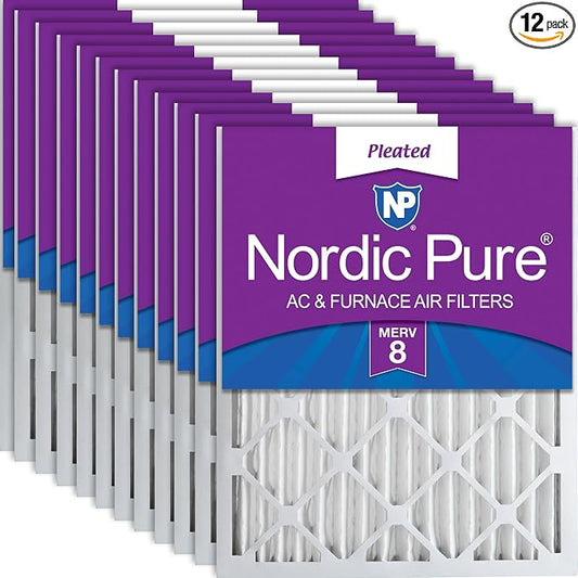 Nordic Pure 16x20x2 Pleated MERV 8 Air Filters 12 Pack by NordicPure