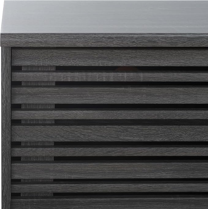 SAFAVIEH ESMA TV Stand for up to 65" Flatscreen – Distressed Black, Sliding Doors with Interior Storage, Entertainment Media Console (MED9640E)