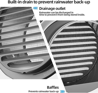 4" in Heavy Duty Thickened 304 Stainless Steel Air Vent Cover Louvered Grille - Image 5