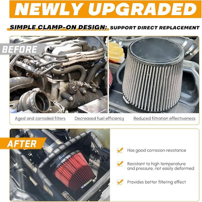 PTNHZ Universal Red 4" 102mm High Flow Cold Air Intake Cone Air Filter Power - Image 6