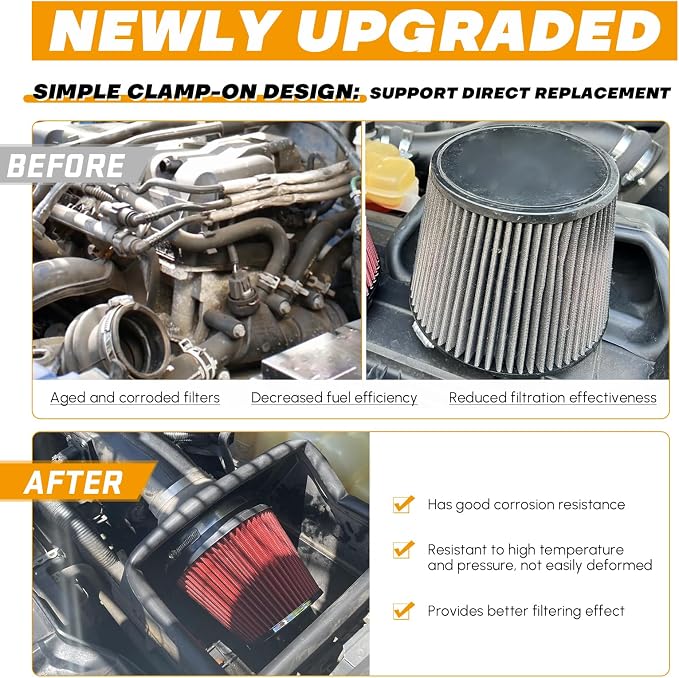 PTNHZ Universal Red 2.5" 63mm High Flow Cold Air Intake Cone Air Filter Power - Image 6