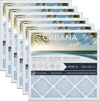 Cabana Filters 6-Pack 24x24x1 MERV 8 AC Furnace Air Filter by CabanaAirFilters