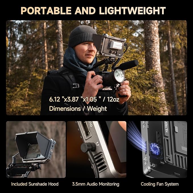VILTROX DC-X3 2000 Nits SDI Camera Field Monitor, 4K HDMI 6 inch Touchscreen On Camera Monitor, 3D Lut 1920X1080 HD Focus Peaking Assist Full Waveform Video Field Monitor with Battery Sunshade Hood