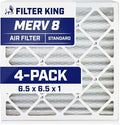 Filter King 6.5x6.5x1 Air Filter | 4-PACK | MERV 8 HVAC Pleated A/C Furnace Filters | MADE IN USA | Actual Size: 6.5 x 6.5 x .75"