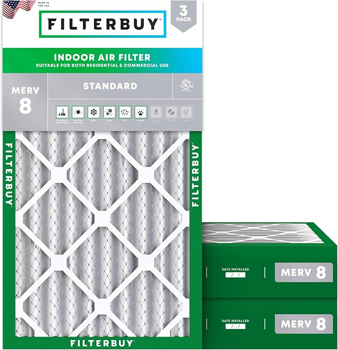 Filterbuy 20x30x4 Air Filter MERV 8 Essential Dust & Allergy Defense, by Filterbuy