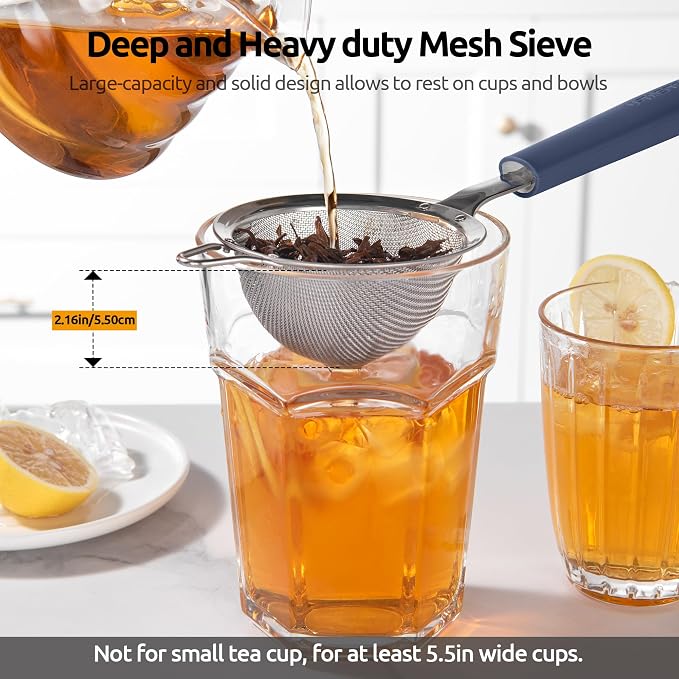 U-Taste Small Fine Mesh Strainer: 18/8 Stainless Steel 3.35in 30 Mesh Kitchen - Image 9