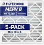 Filter King 15x15x4 Air Filter | 5-PACK | MERV 8 HVAC Pleated A/C Furnace by FilterKing