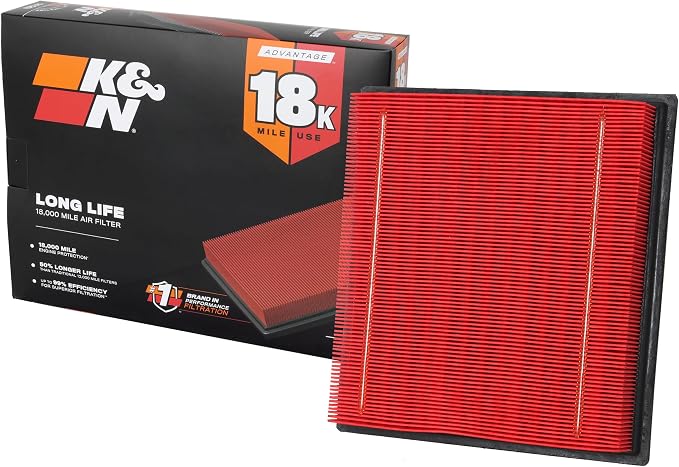 K&N Engine Air Filter:Long Life 18, 000 Mile Replacement AirFilter:Compatible by KNEngineeringInc