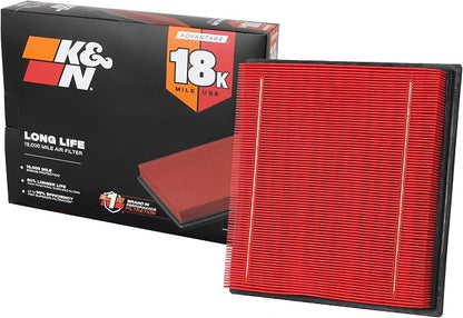 K&N Engine Air Filter:Long Life 18, 000 Mile Replacement AirFilter:Compatible by KNEngineeringInc