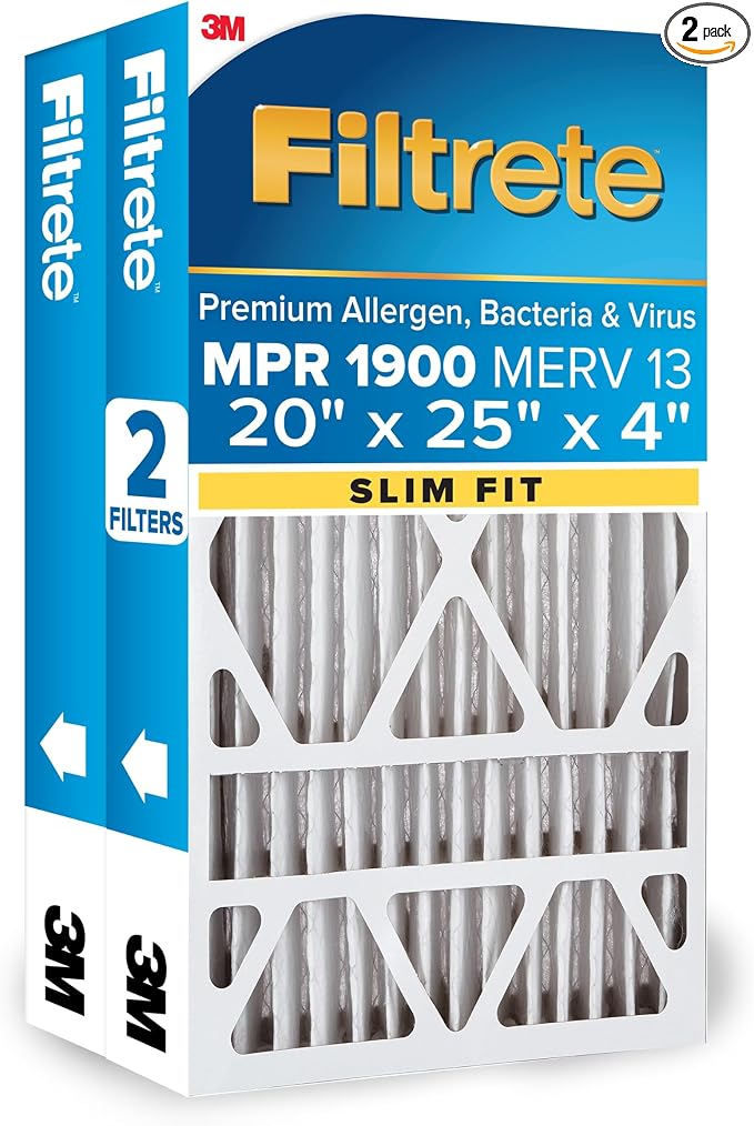 Filtrete 20x25x4 AC Furnace Air Filter, MERV 13, MPR 1900, Premium Allergen by Filtrete
