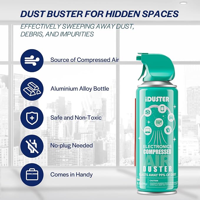Disposable Compressed Air Duster, 3.5 oz Computer Cleaner, Keyboard Cleaner - Image 3