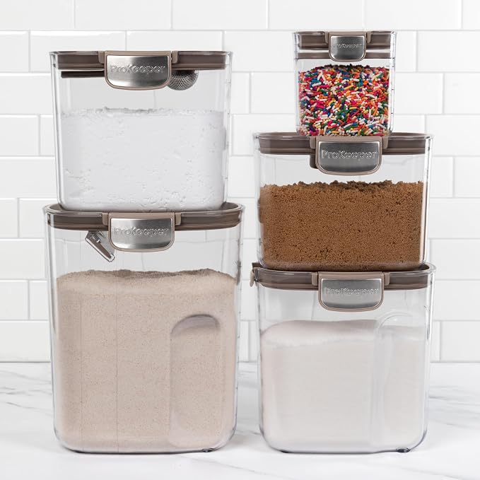ProKeeper+ Airtight Food Storage Container Set – Clear Plastic Flour and Sugar - Image 3