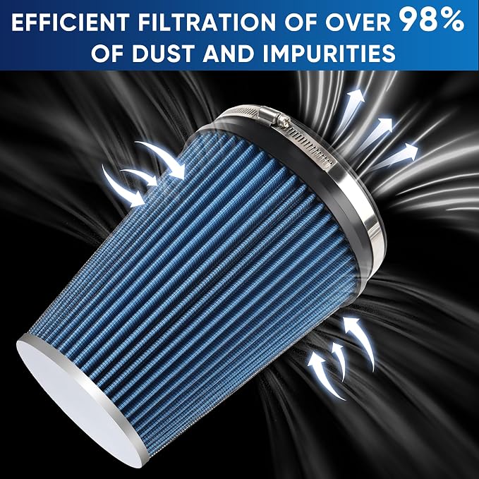 6" 152mm Cold Air Intake Filter Clamp-On Replacement High Flow Inlet Air Filter - Image 4