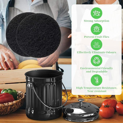 7 Pack Compost Bin Charcoal Filters Round Indoor Kitchen Compost Bucket - Image 6
