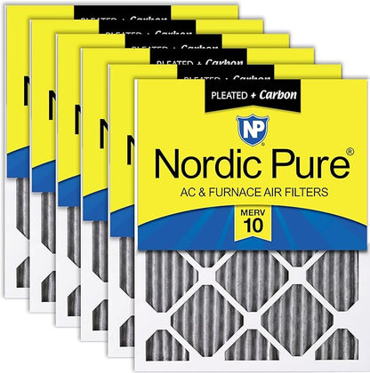 Nordic Pure 12x24x1 Furnace Air Filters MERV 10 Pleated Plus Carbon 6 Pack by NordicPure