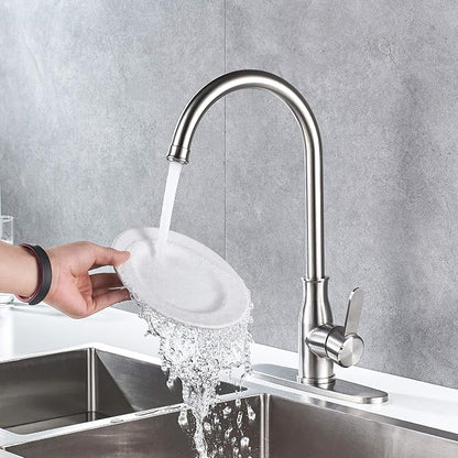 Single Handle Kitchen Faucet Stainless Steel Brushed Nickel，Modern High Arc - Image 5