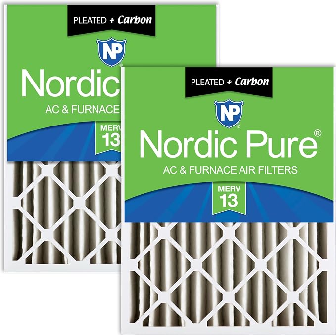 Nordic Pure 20x20x4 Pleated Air Filters MERV 13 Plus Carbon 2 Pack by NordicPure