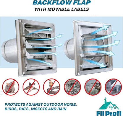 Wall Vent Cover with Metal Mesh Screen, Exterior Hood Vent - Image 4