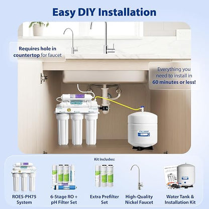 APEC Water Systems ROES-PH75 Essence Series Alkaline Mineral pH+ 75 GPD 6-Stage - Image 3