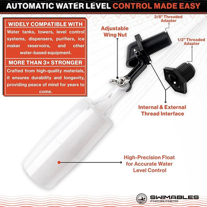 Swimables 3/8" and 1/2" Pool Auto Fill Float Valve Replacement | Includes - Image 5