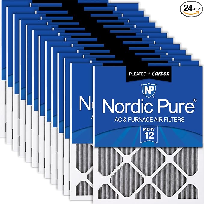 Nordic Pure 18x24x1 Furnace Air Filters MERV 12 Pleated Plus Carbon 24 Pack by NordicPure