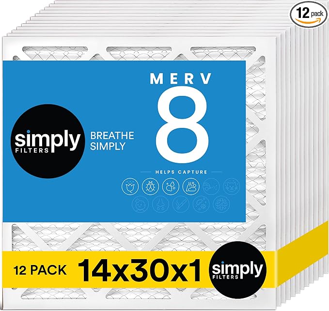 Simply 14x30x1 Air Filter, MERV 8, 12 Pack, by SimplyFilters