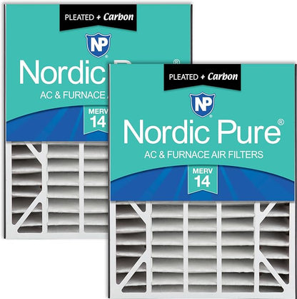 Nordic Pure 20x25x5 Air Bear AC Filter Replacement MERV 14 Plus Carbon 2 Pack by NordicPure