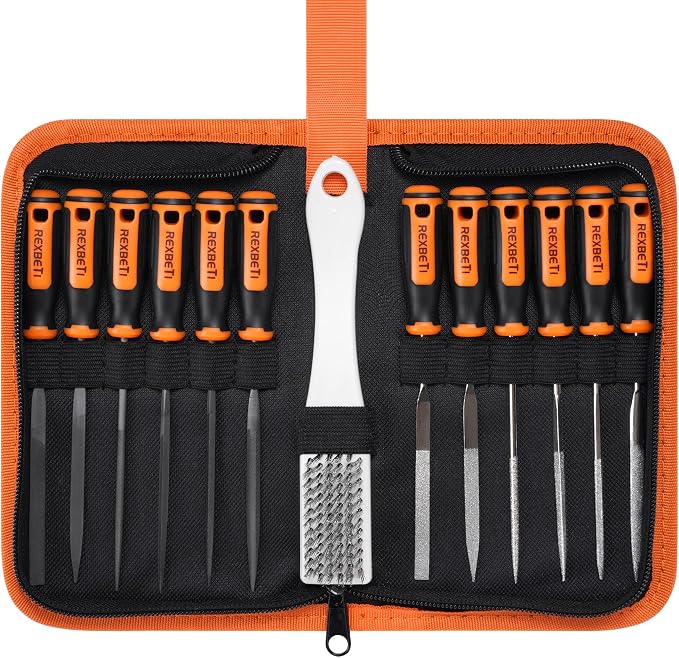 REXBETI 19Pcs Metal Needle File Set, Small Diamond Files, Metal Brush and Carry - Image 2