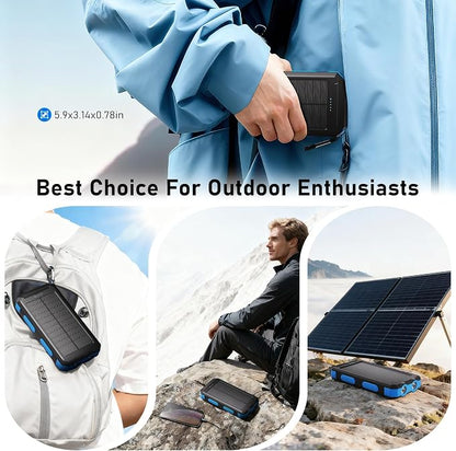 Solar Charger Power Bank 20, Portable Charger, 4 Cables 3 Ports Fast Charging - Image 9