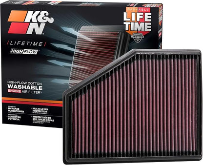 K&N High-Flow Original Lifetime Engine Air Filter: Increase Power: Premium by KNEngineeringInc