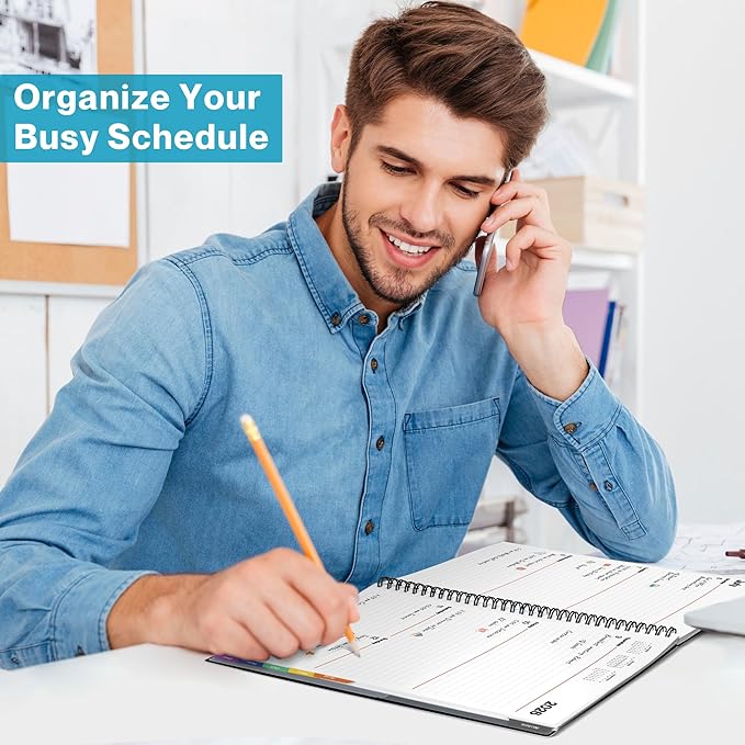 Dunwell 2026 Planner Book 8.5x11, Weekly Monthly Calendar, Jan to Dec, Large Daily Organizer with Colorful Tabs, Bookmark, Notes Section & Stickers