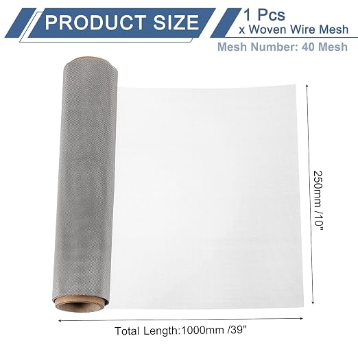 uxcell 40 Mesh 39" x 10" Woven Wire Mesh, 304 Stainless Steel Air Vent Filter - Image 2