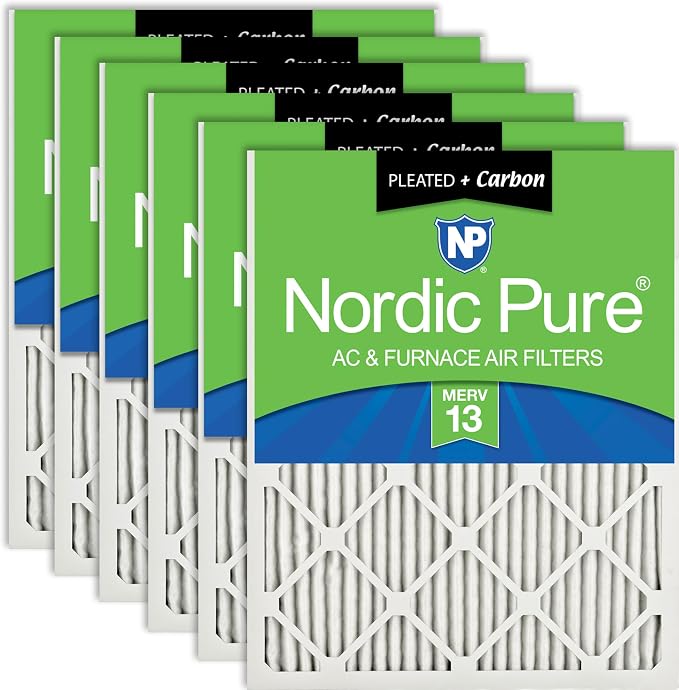 Nordic Pure 14x30x1 Pleated Air Filters MERV 13 Plus Carbon 6 Pack by NordicPure