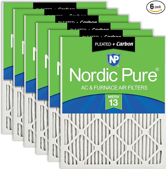 Nordic Pure 18x24x1 Pleated Air Filters MERV 13 Plus Carbon 6 Pack by NordicPure