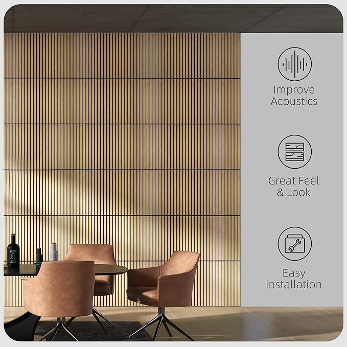 HOMCOM 4 Pack 3D Acoustic Panels, 24" x 24" Soundproof Wood Panels for Wall, Wood Slat Wall Paneling for Interior Ceiling, Office, Home Theater, Studio, Oak