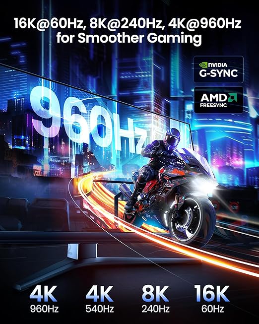 Silkland 80Gbps Short DisplayPort 2.1 Cable 1.6FT [VESA Certified], [8K@240Hz, 4K@540Hz 360Hz 240Hz] DP 2.1 Cable 16K, DP80 HDR Display Port Cord Compatible FreeSync G-Sync Gaming Monitor 5090 7900XTX